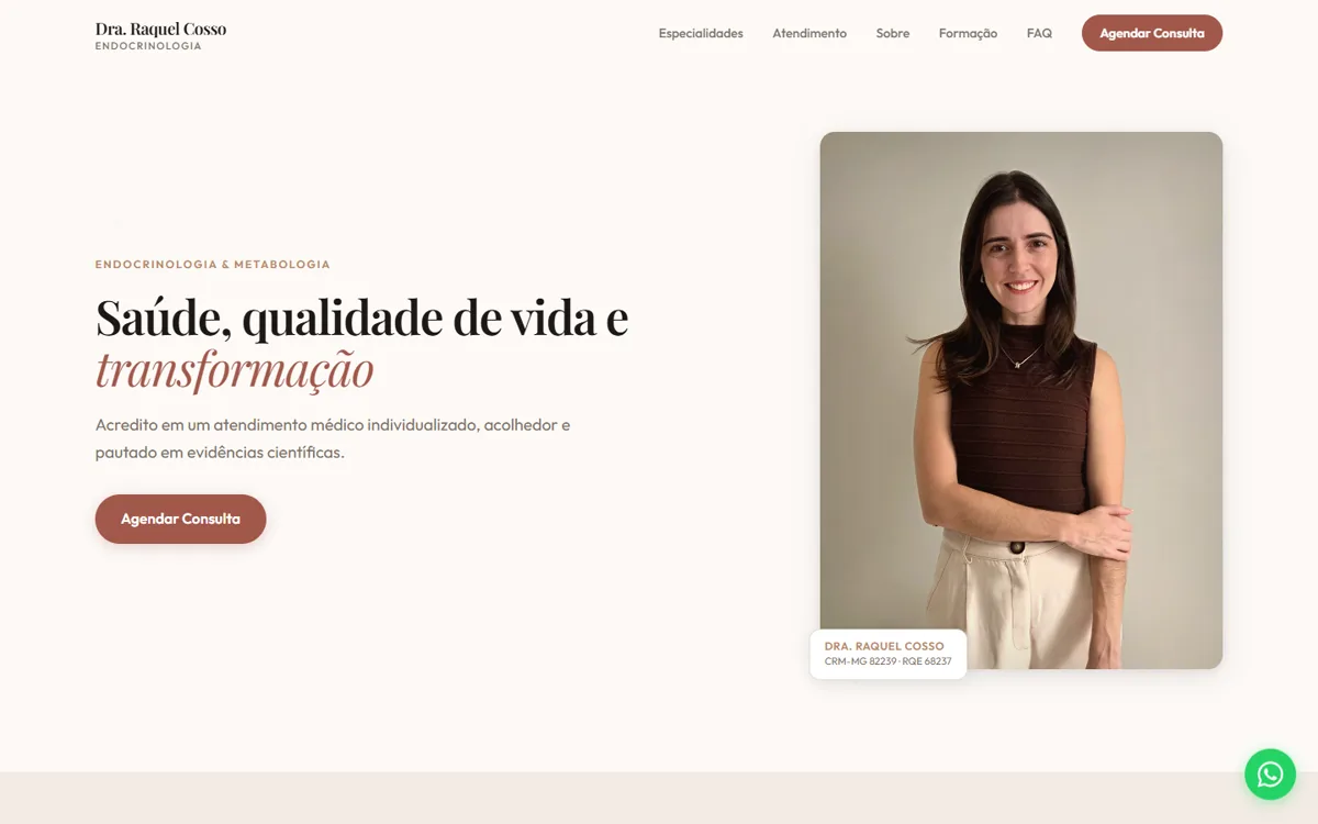 Site da Dra. Raquel Cosso — endocrinologista em Belo Horizonte